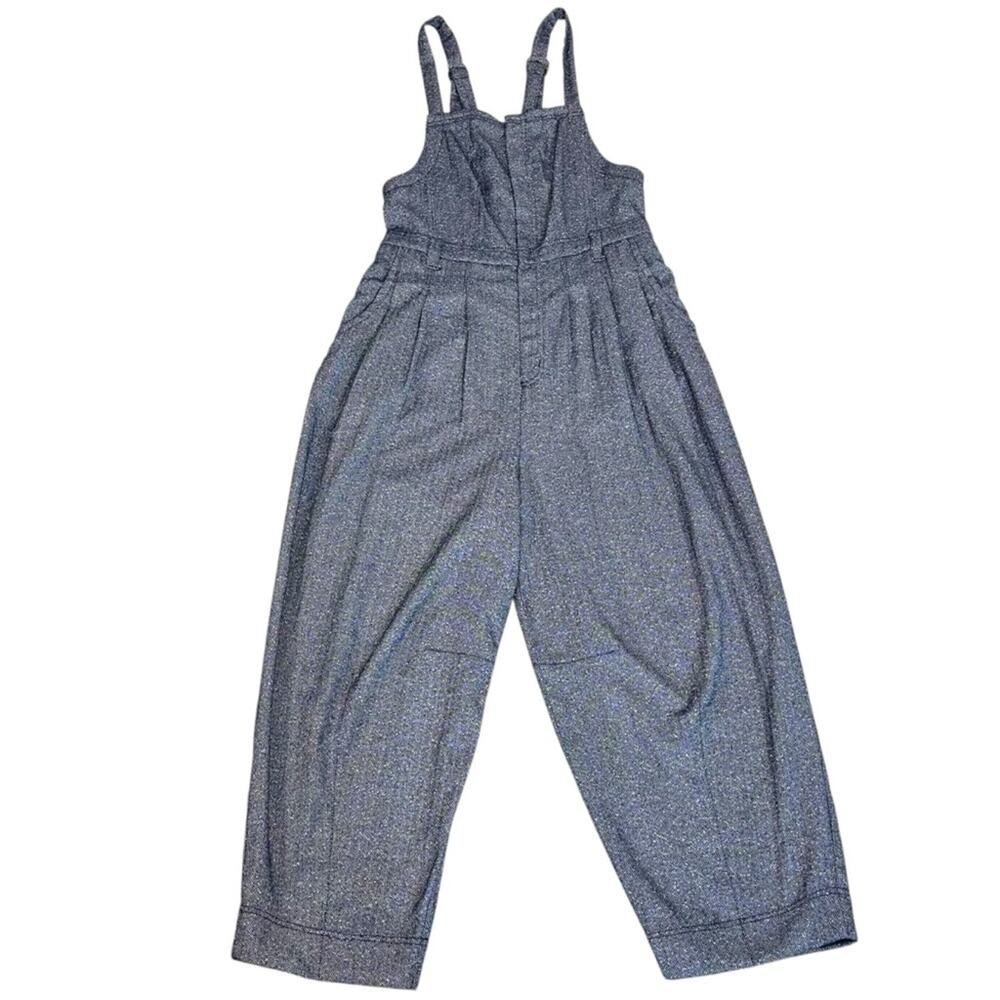 Free People Leonie Menswear Wool Barrel One Piece Jumpsuit Overalls Size Medium - Picture 11 of 14